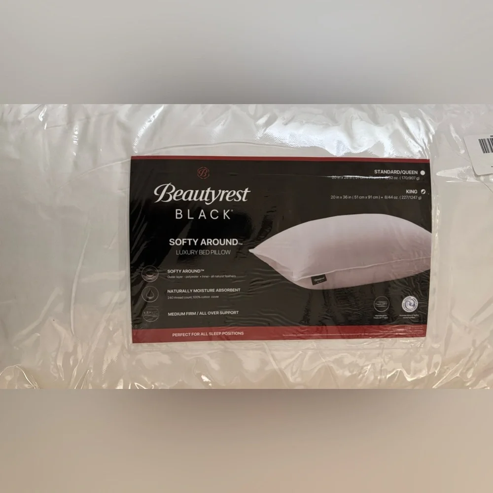 🎉LAST CHANCE🎉BEAUTYREST BLACK Luxurious 20x36 Down And Feather Blend Pillow